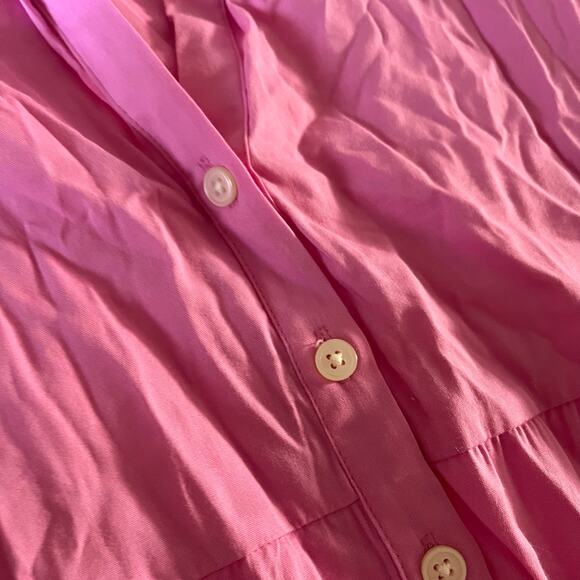 NWT Loft Pink Tiered Maxi Dress Sz LP Cottagecore Modest Preppy Cruise Vacation - Picture 4 of 9